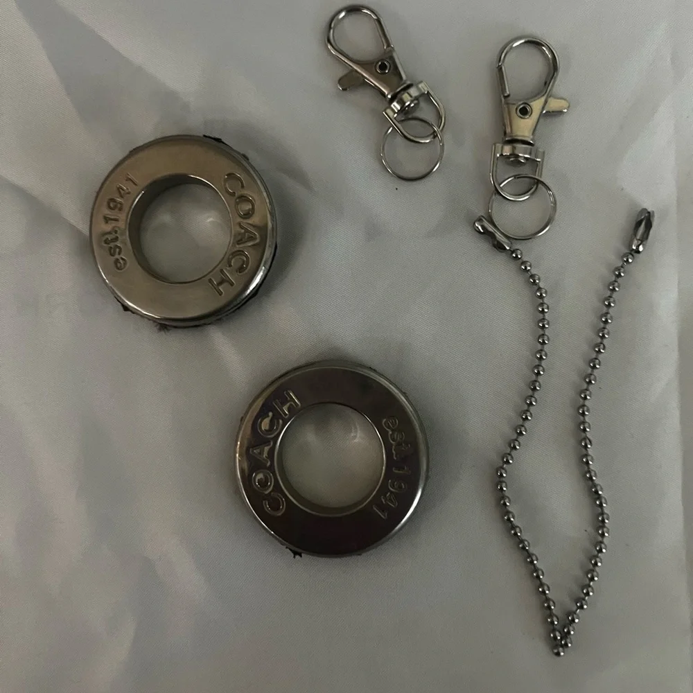Two Coach Silver Grommets Circular Accessories/Bag Charms